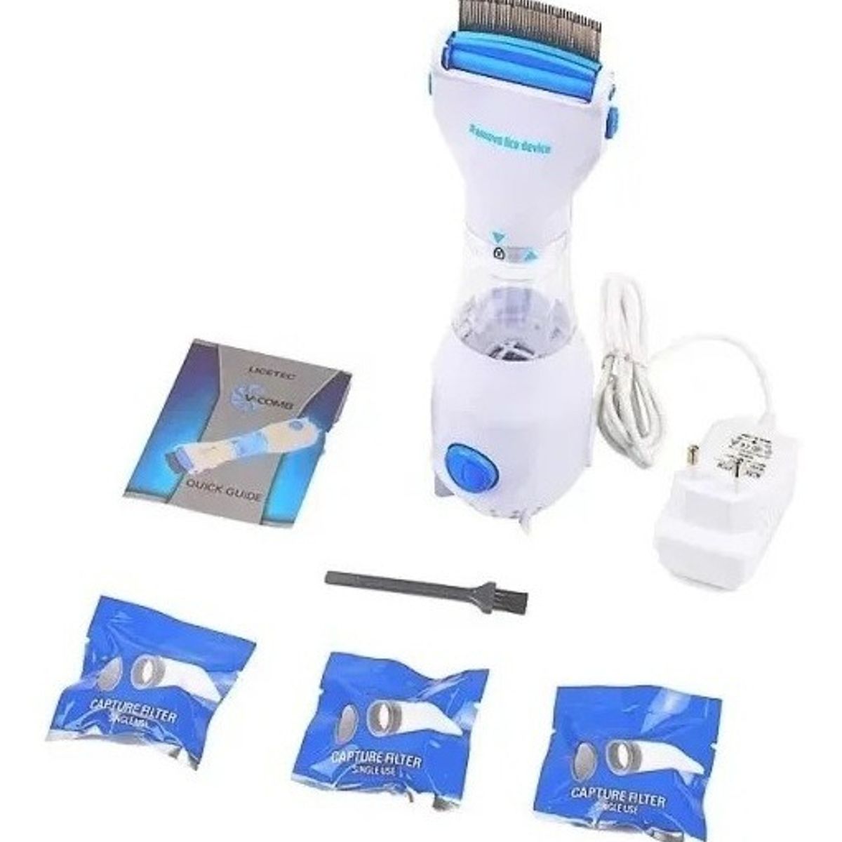 GENERICO - Cepillo Aspirador Saca Piojos Y Liendres + 3 Filtros