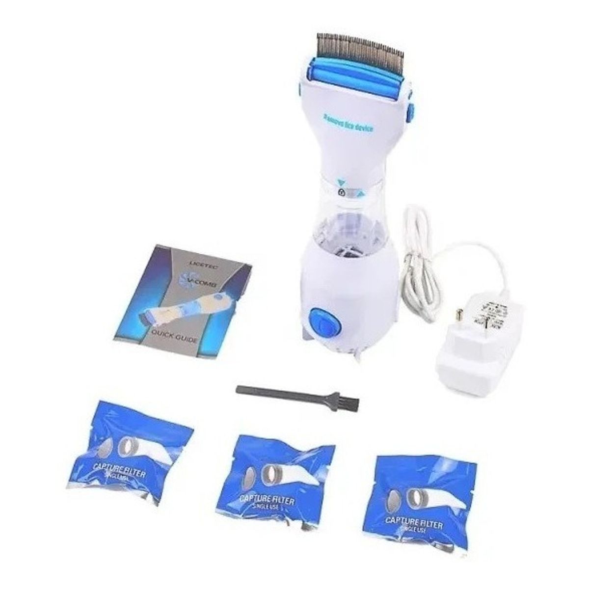 GENERICO - Cepillo Aspirador Saca Piojos Y Liendres + 3 Filtros