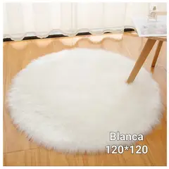 GENERICO - Alfombra redonda pelo de oveja largo 120x120