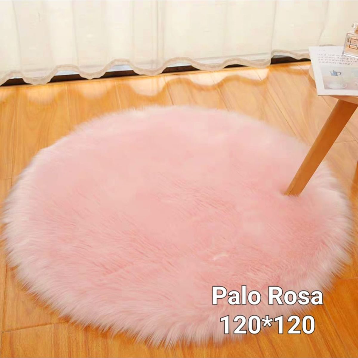 GENERICO - alfombra redonda pelo de oveja largo 120x120