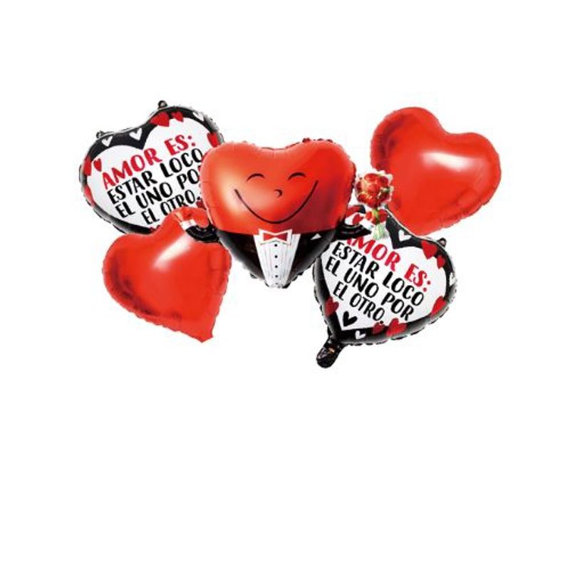 GENERICO - Globos Corazones Colores Rojo 5 Unidades