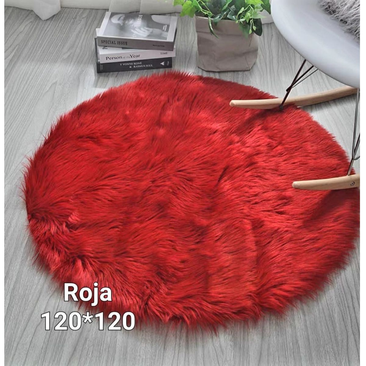 GENERICO - alfombra redonda pelo de oveja largo 120x120