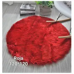 GENERICO - Alfombra redonda pelo de oveja largo 120x120