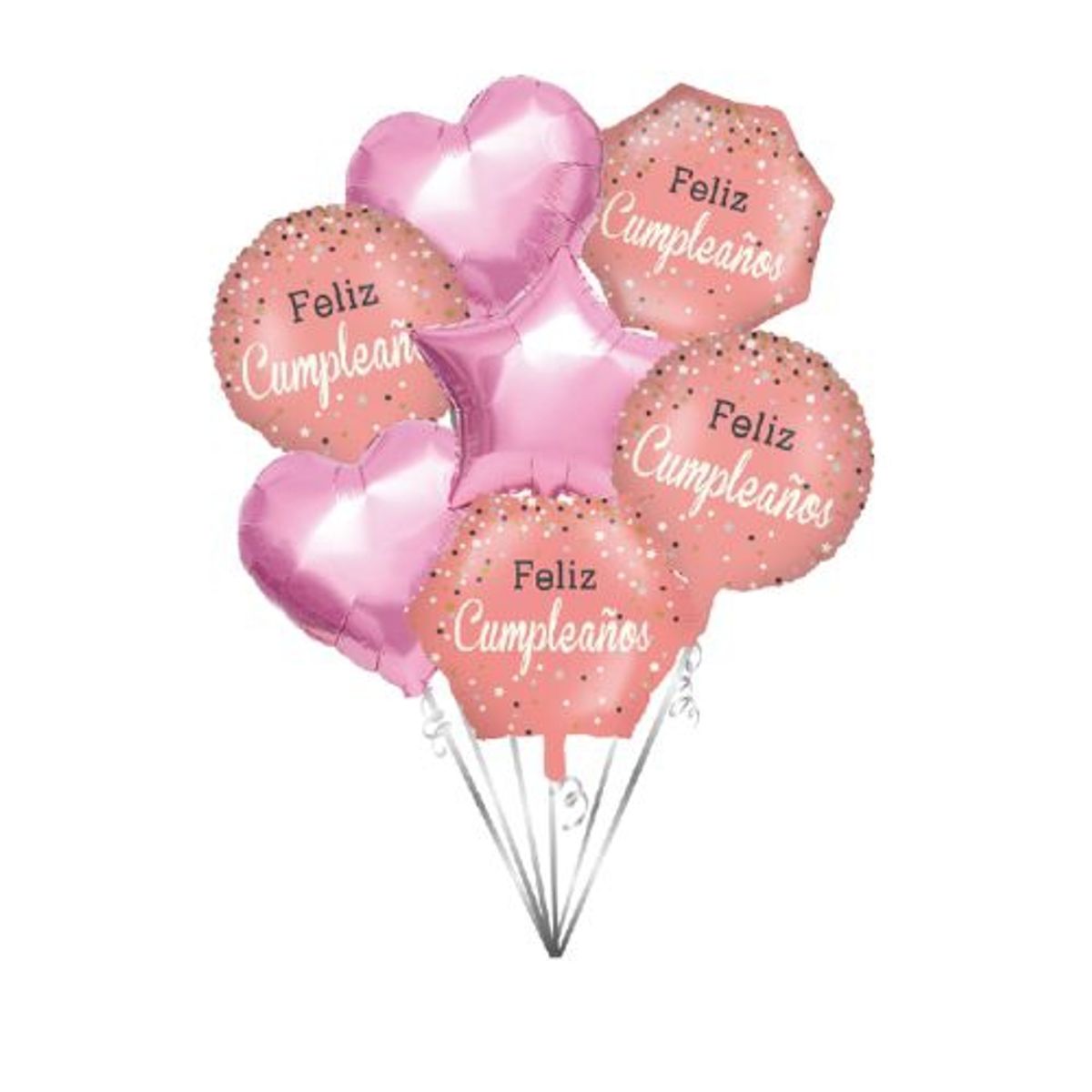 GENERICO - Globos Feliz Cumpleaños Color Rosa 45X45 Cm