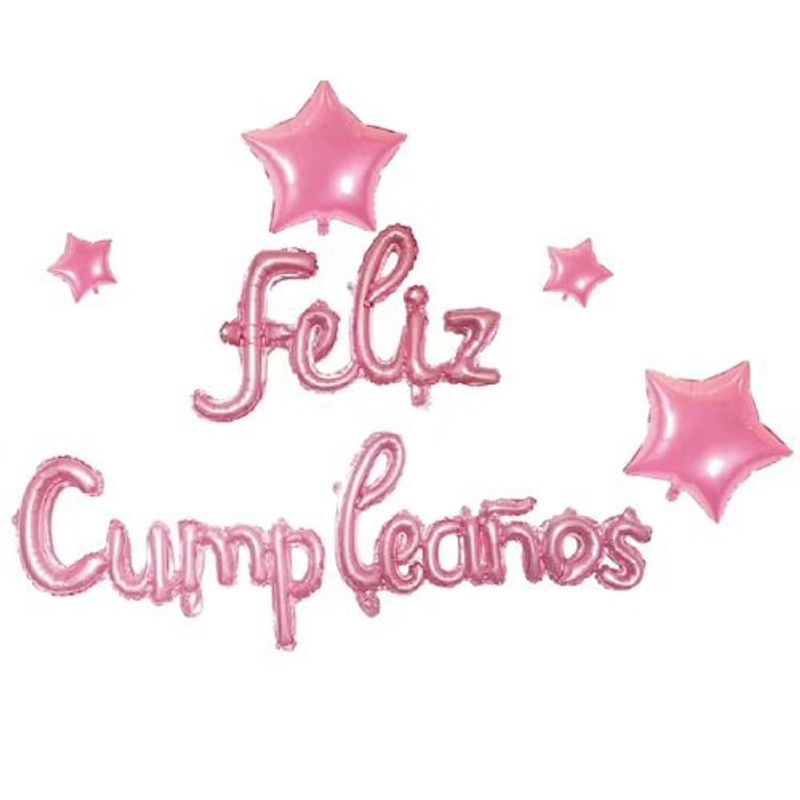 GENERICO - Globos Letras Feliz Cumpleaños Latex Color Rosa