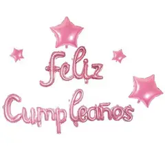 GENERICO - Globos Letras Feliz Cumpleaños Latex Color Rosa