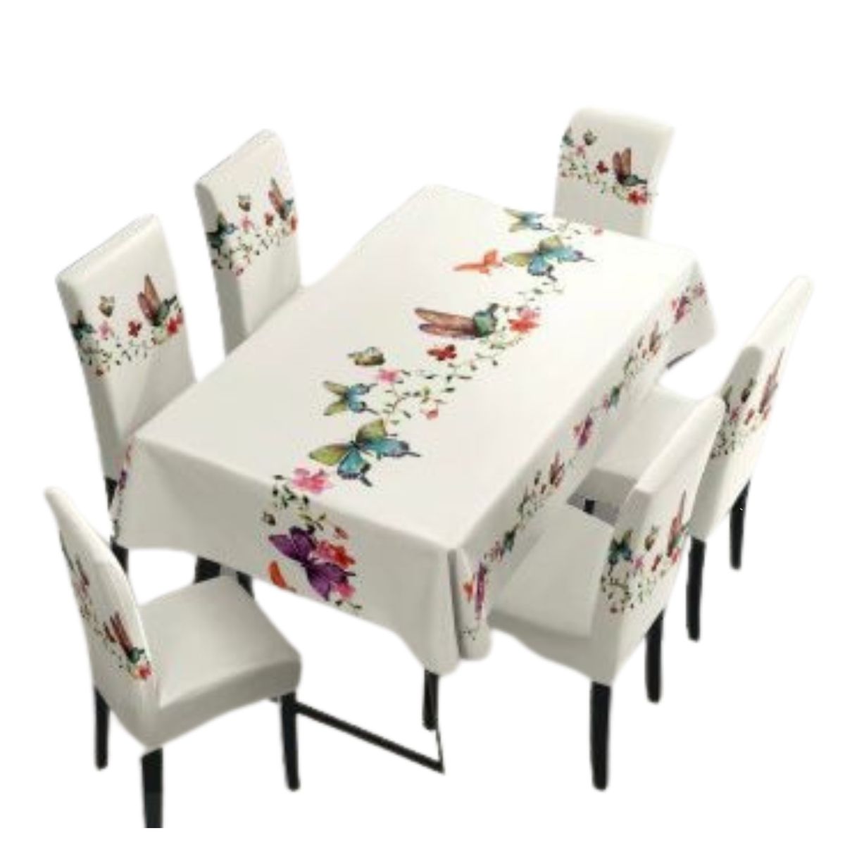 DIANA - Mantel Con Fundas De Sillas 7 Piezas 220x150 BEIGE  MARIPOSA