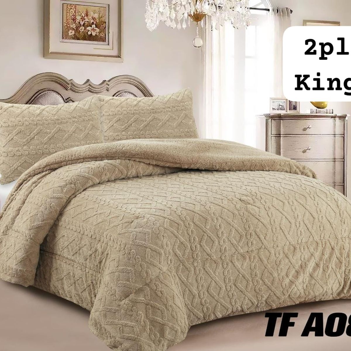 GENERICO - Cobertor  invierno texturizado con chiporro 2 plazas