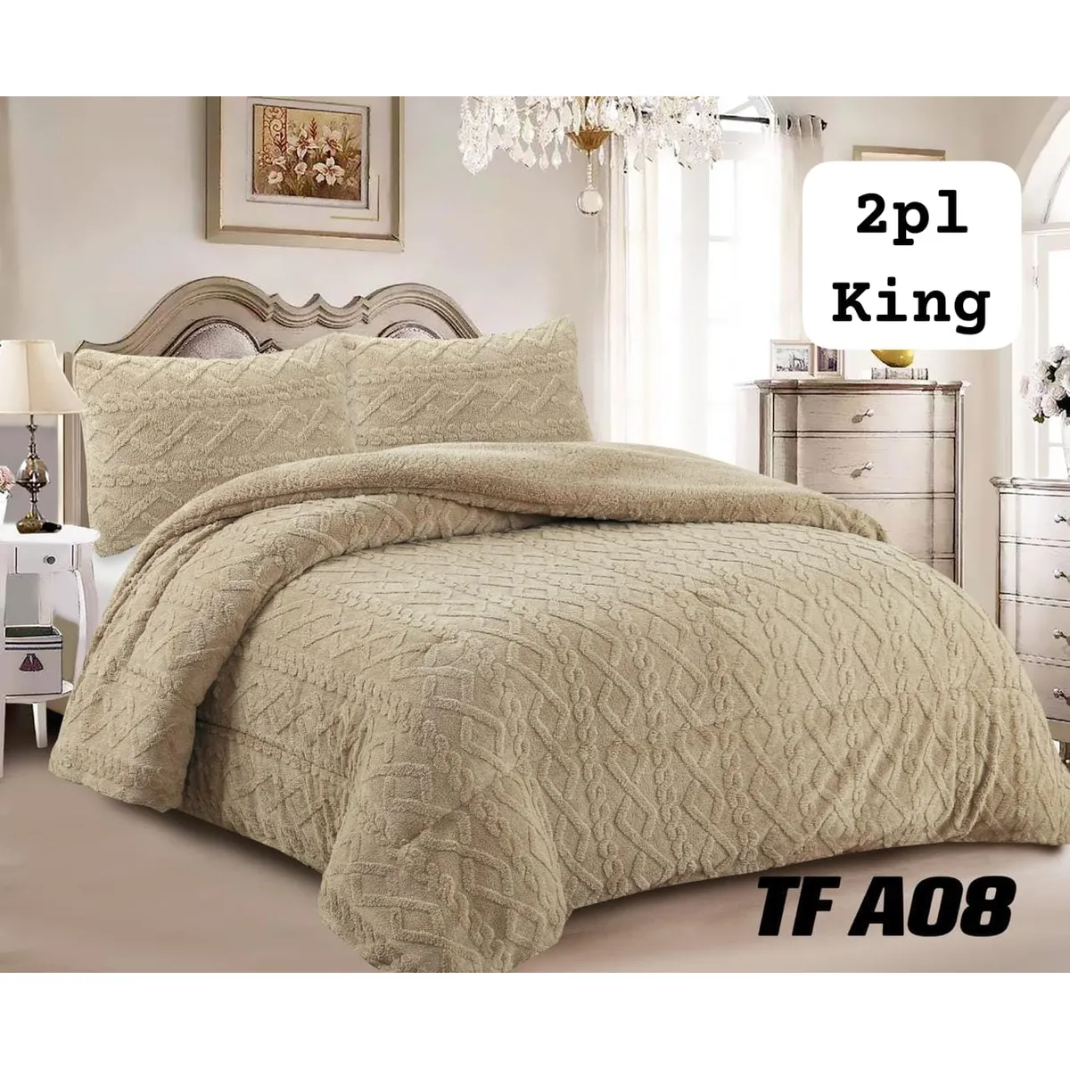 GENERICO - Cobertor  invierno texturizado con chiporro 2 plazas