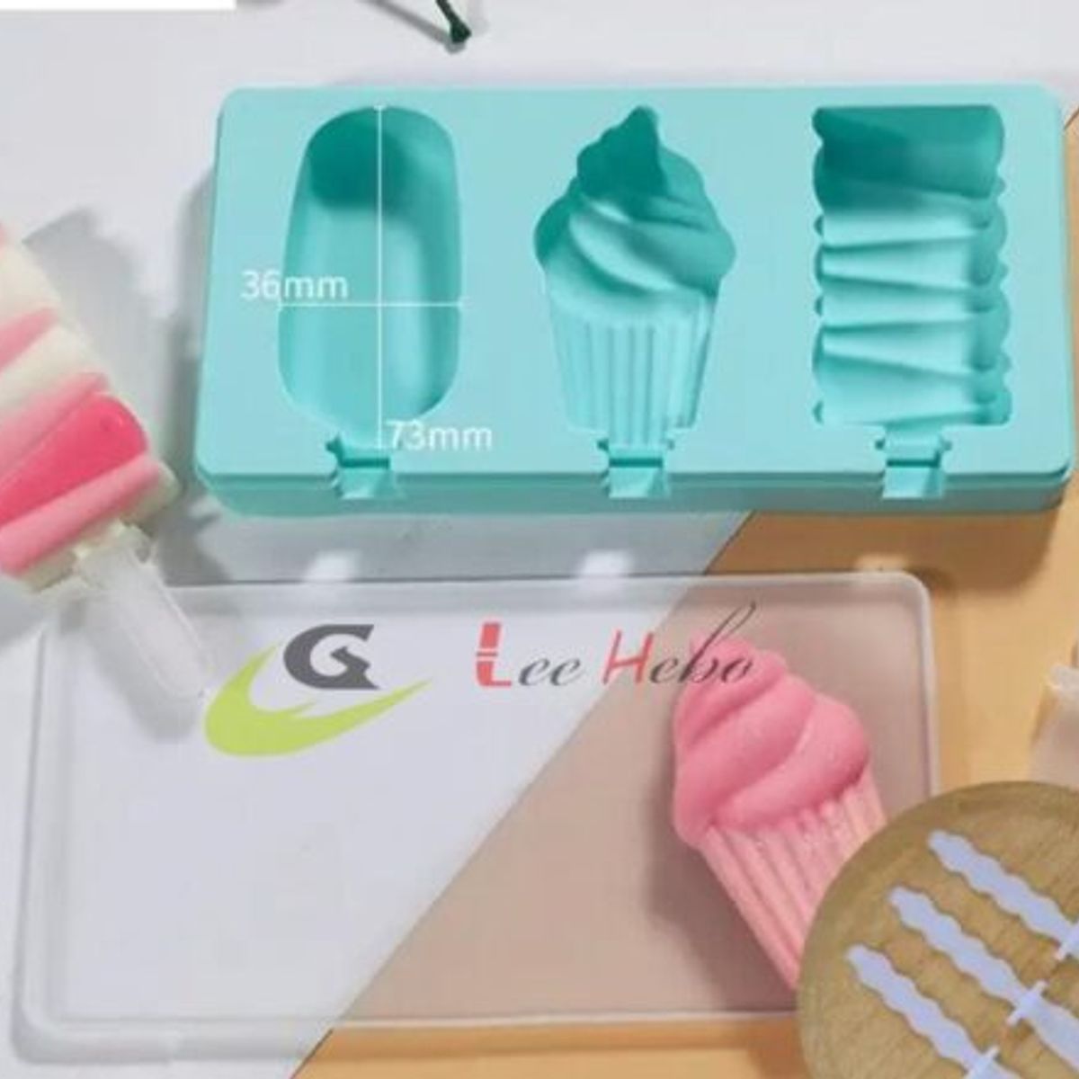 GENERICO - Molde Silicona Helado/Paleta de Helado 3 Divisiones
