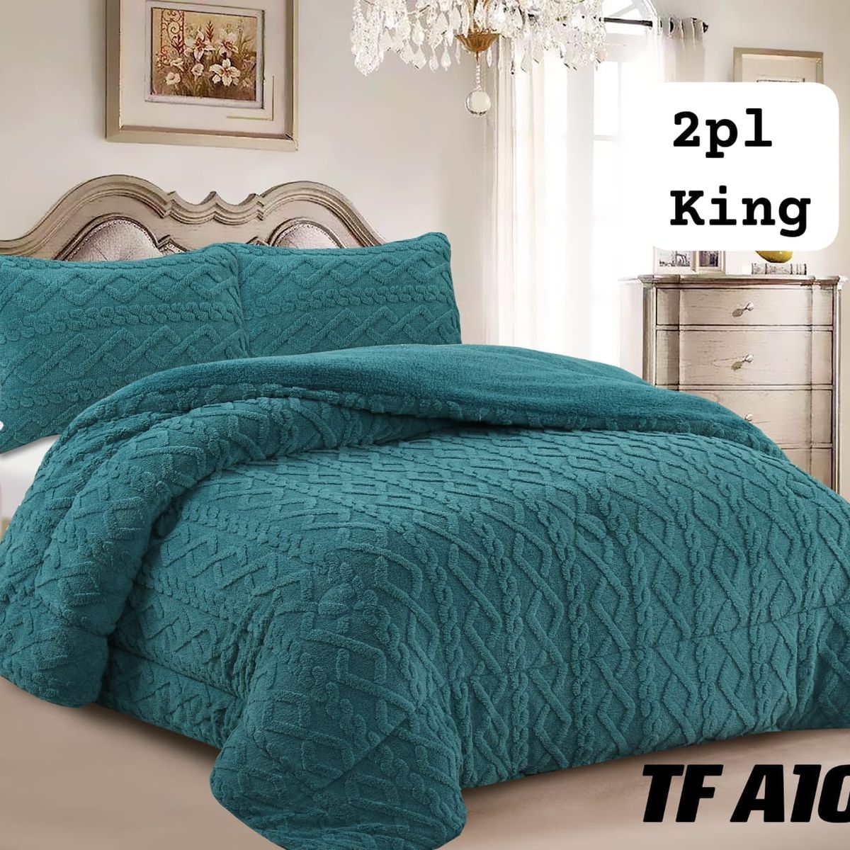 GENERICO - Cobertor  invierno texturizado con chiporro 2 plazas.