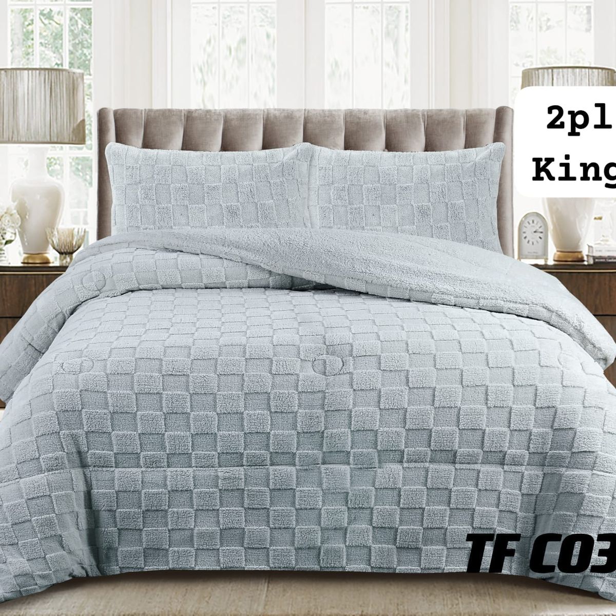 GENERICO - Cobertor  invierno texturizado con chiporro 2 plazas  cuadrille