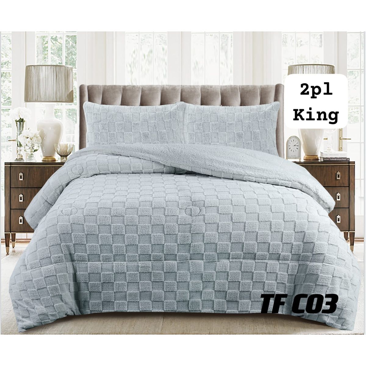 GENERICO - Cobertor  invierno texturizado con chiporro 2 plazas  cuadrille