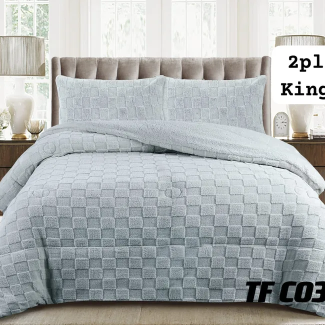 GENERICO - Cobertor  invierno texturizado con chiporro 2 plazas  cuadrille
