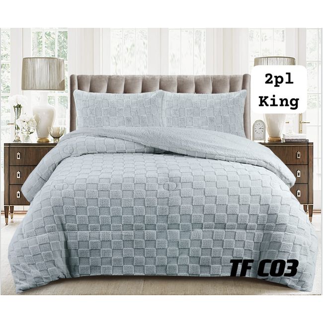 GENERICO - Cobertor  invierno texturizado con chiporro 2 plazas  cuadrille