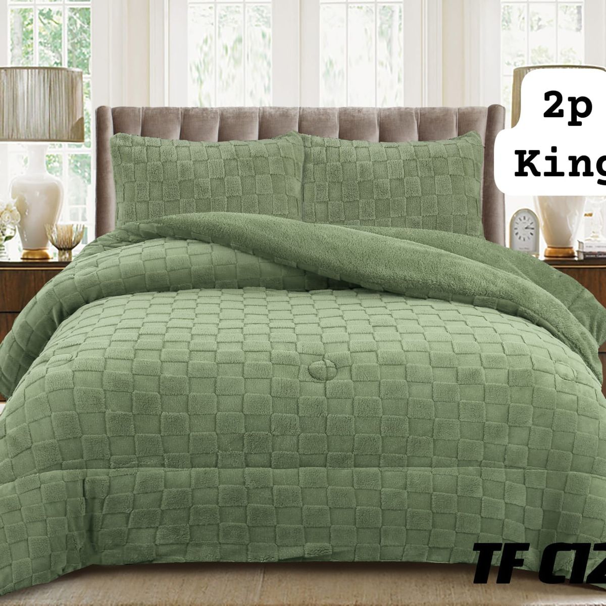 GENERICO - Cobertor  invierno texturizado con chiporro 2 plazas  cuadrille