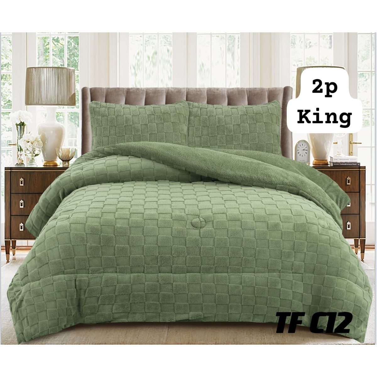 GENERICO - Cobertor  invierno texturizado con chiporro 2 plazas  cuadrille