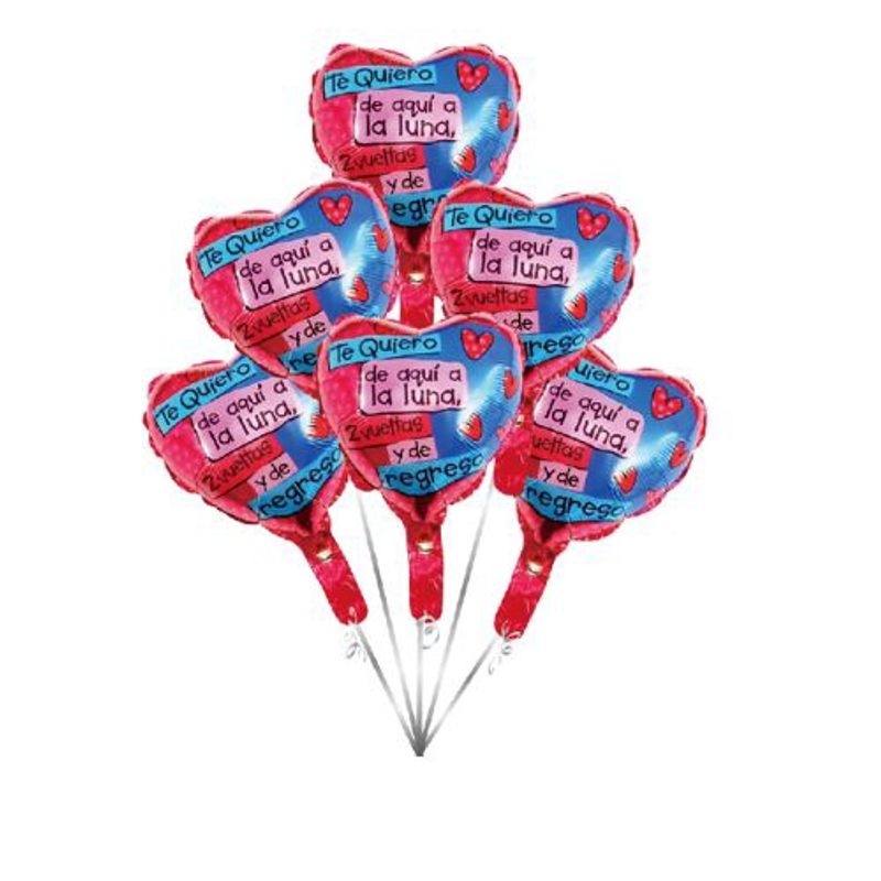 GENERICO - Globos Corazon Rojo Azul 6 Unidades 25X25 Cm