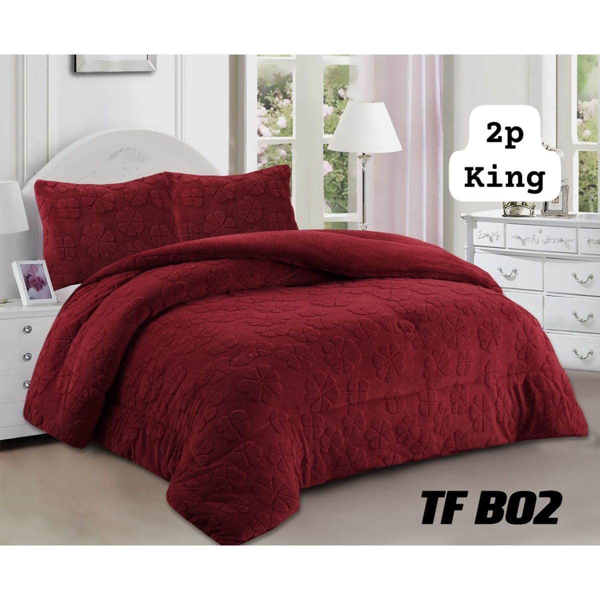 GENERICO - Cobertor  invierno texturizado con chiporro 2 plazas flores