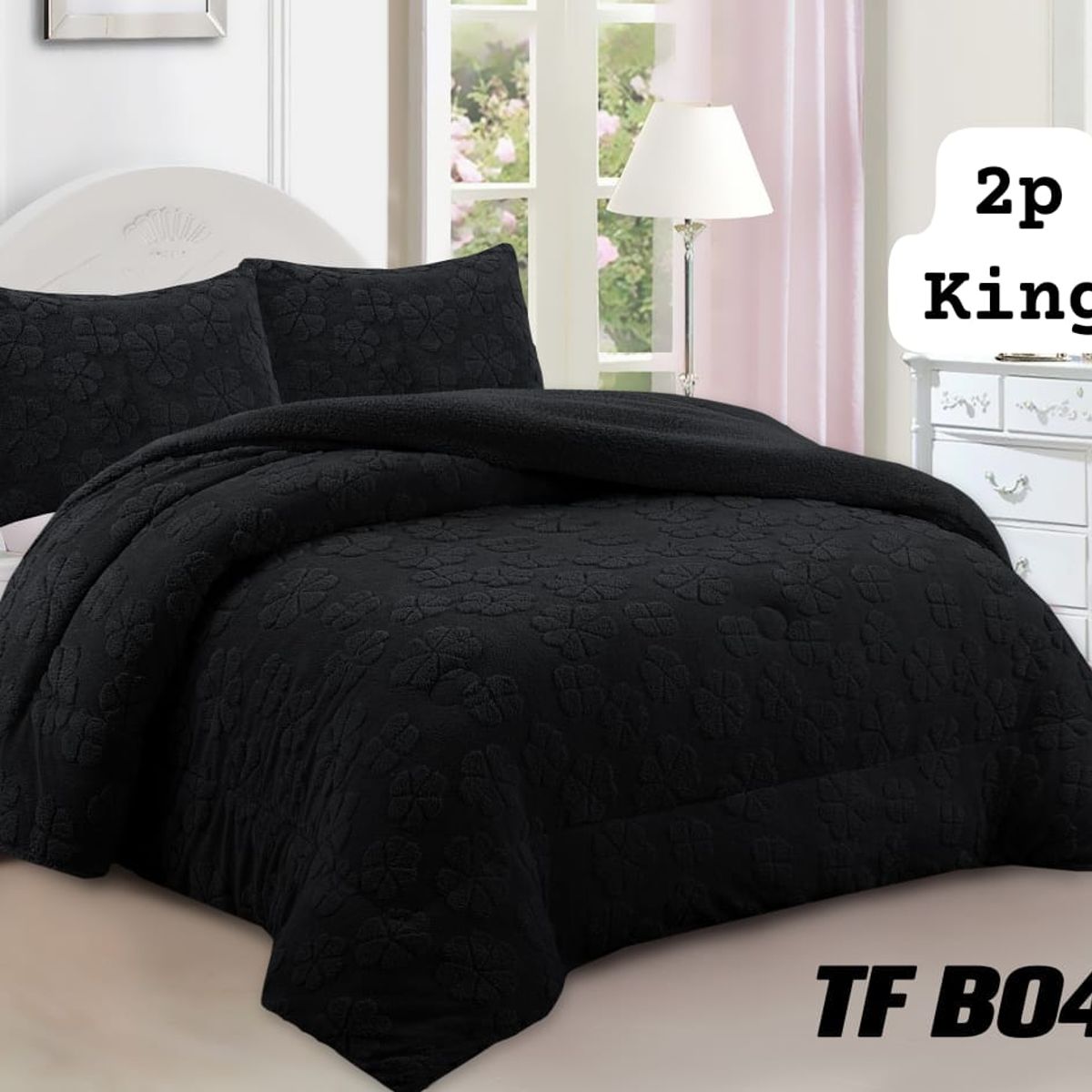 GENERICO - Cobertor  invierno texturizado con chiporro 2 plazas flores