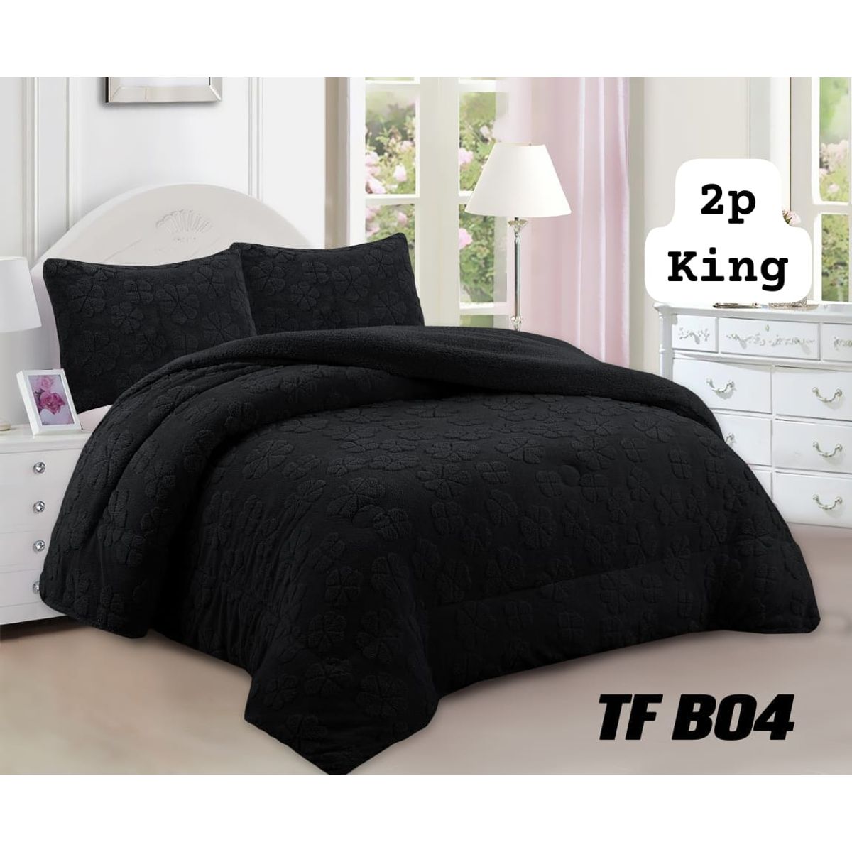 GENERICO - Cobertor  invierno texturizado con chiporro 2 plazas flores