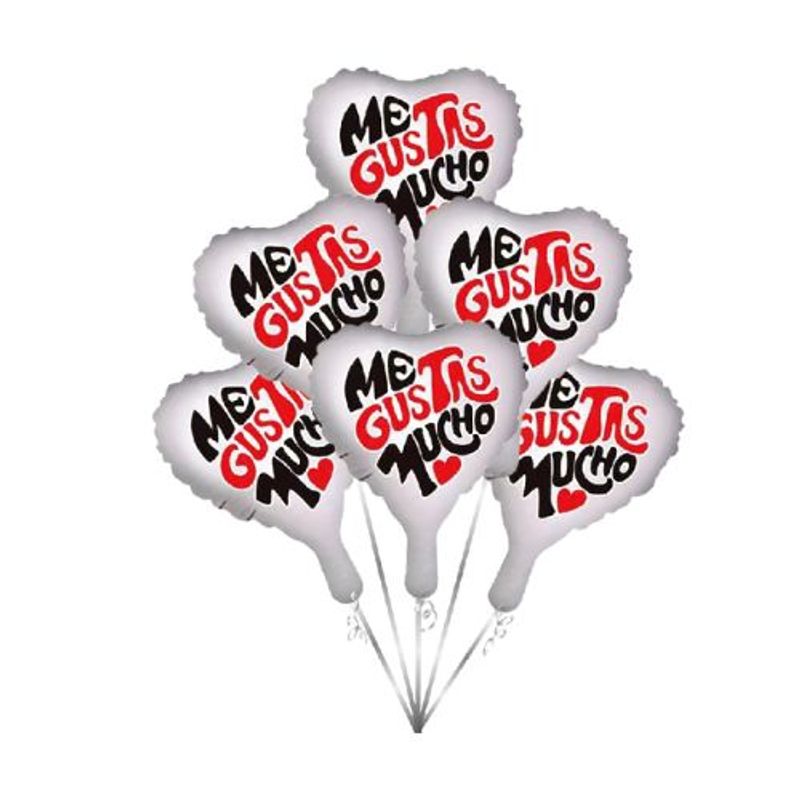 GENERICO - Globos Blanco Corazones 6 Unidades 25X25 Cm