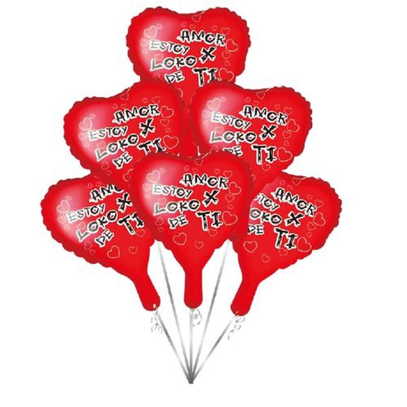 GENERICO - Globos Rojos Corazon 6 Unidades 25X25 Cm
