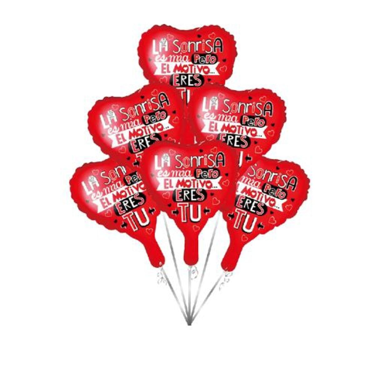 GENERICO - Globos Rojos Corazones 6 Unidades 25X25 Cm