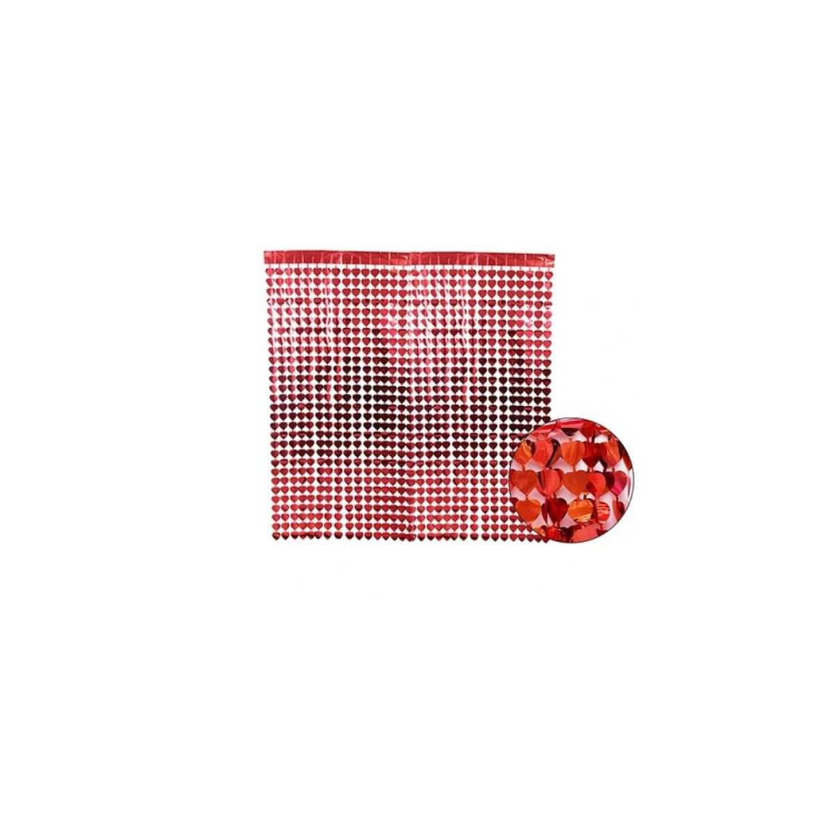 GENERICO - Cortina Metálica Roja Corazones 100x200 Cm
