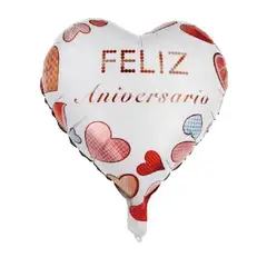 GENERICO - Globo Feliz Aniversario 1 Unidad Blanco 45X45 Cm