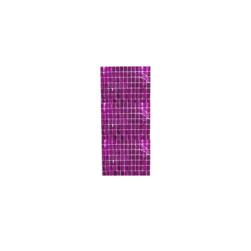GENERICO - Cortina Metálica De Cuadros Fucsia 100x200cm