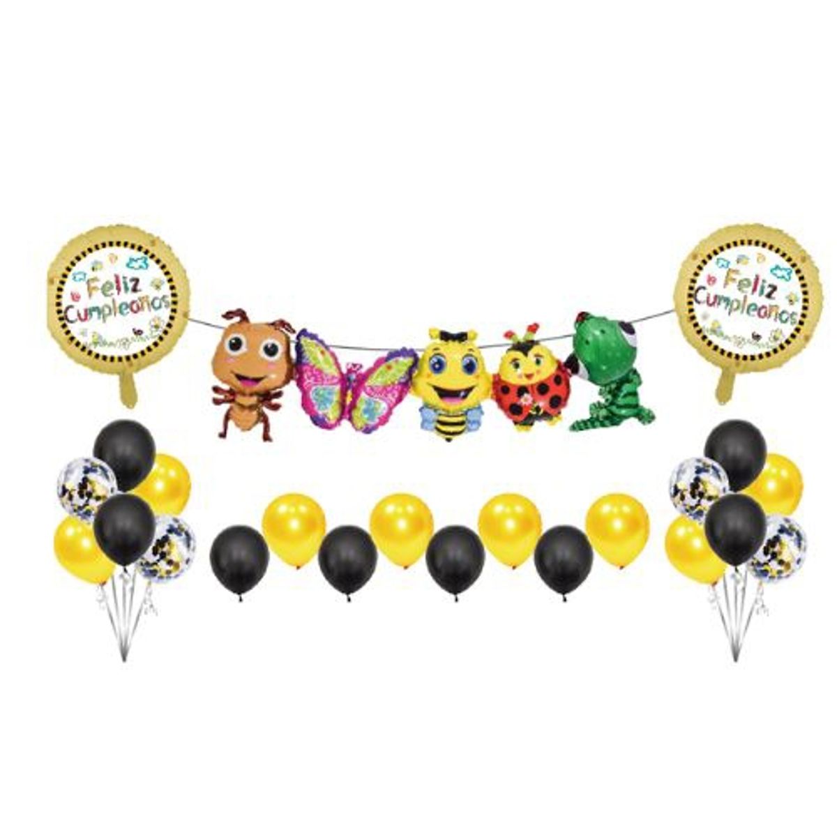 GENERICO - Banderin Globos Feliz Cumpleaños Colores 91x26 Cm