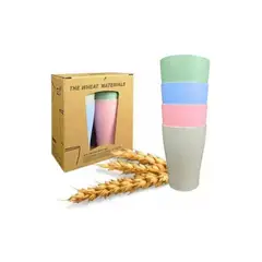GENERICO - Pack de 4 Vasos Fibra De Trigo Ecologico
