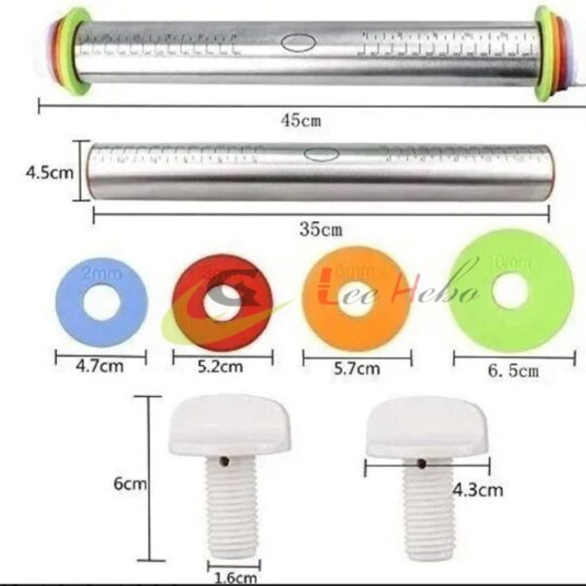 GENERICO - Uslero Rodillo Metal Con Medida 45Cm Reposteria