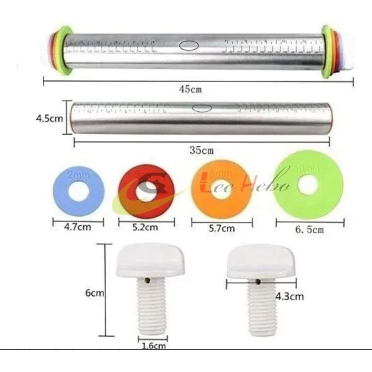 GENERICO - Uslero Rodillo Metal Con Medida 45Cm Reposteria