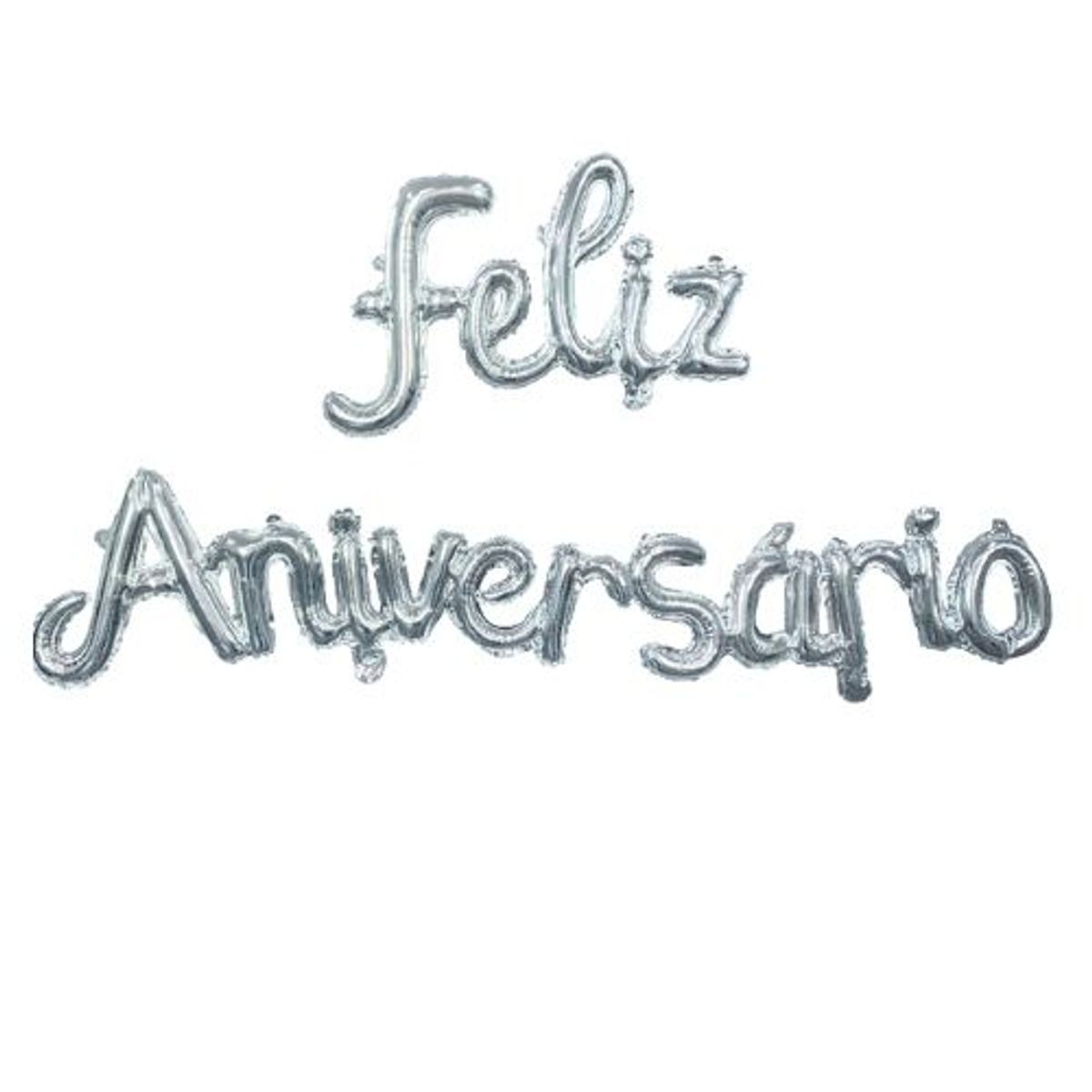 GENERICO - Globo Feliz Cumpleaños Plateado 2 Unidades