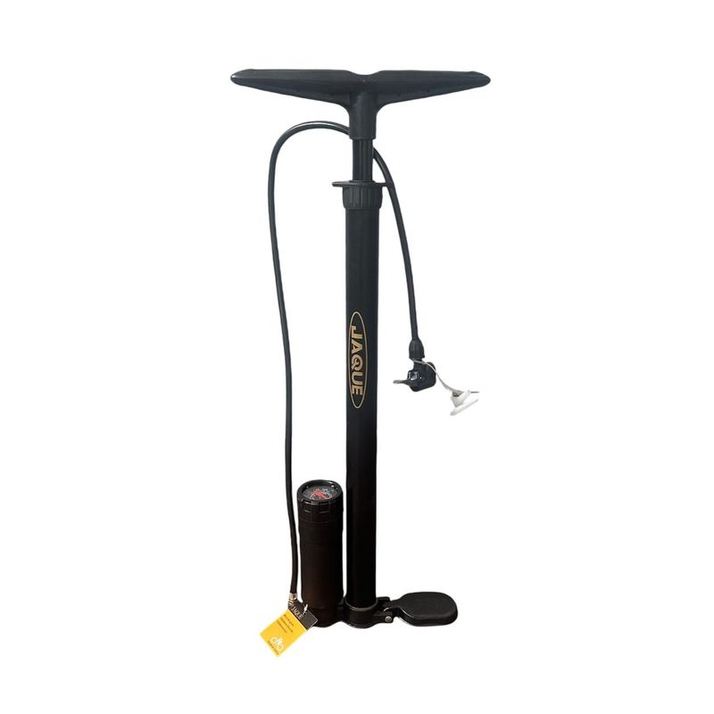 GENERICO - Bombín Inflador Pie Cmedidor Doble Válvula Bicicleta