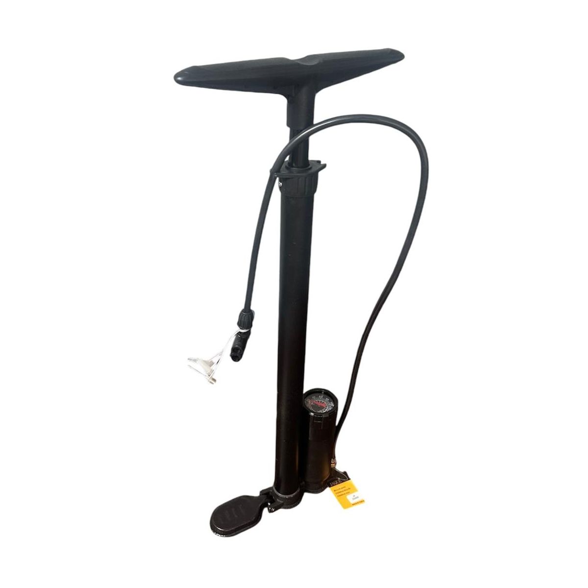 GENERICO - Bombín Inflador Pie Cmedidor Doble Válvula Bicicleta