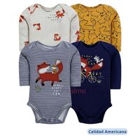 Pack 4 Bodys Niño Manga Larga Zorro Rojo 100% Algodón