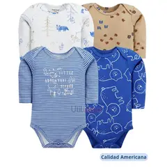 TEDMIMAK - Pack 4 Bodys Niño Manga Larga Bosque 100% Algodón
