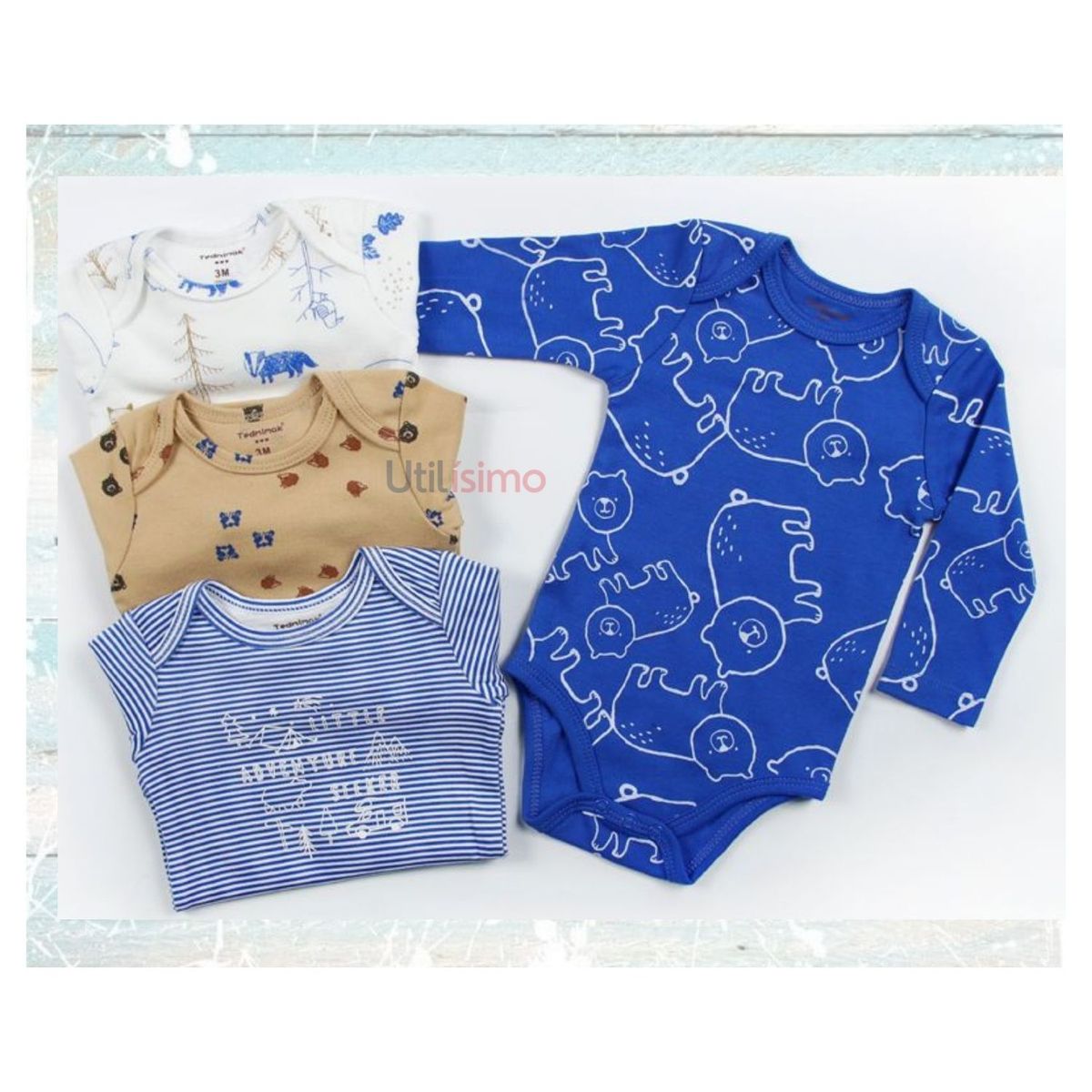 TEDMIMAK - Pack 4 Bodys Tedmimak Niño Manga Larga Bosque 100% Algodón