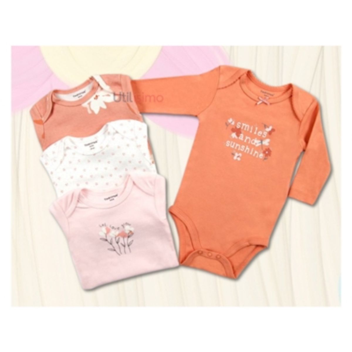 TEDMIMAK - Pack 4 Bodys Tedmimak Niña Manga Larga Smile and Sunshine 100% Algodón