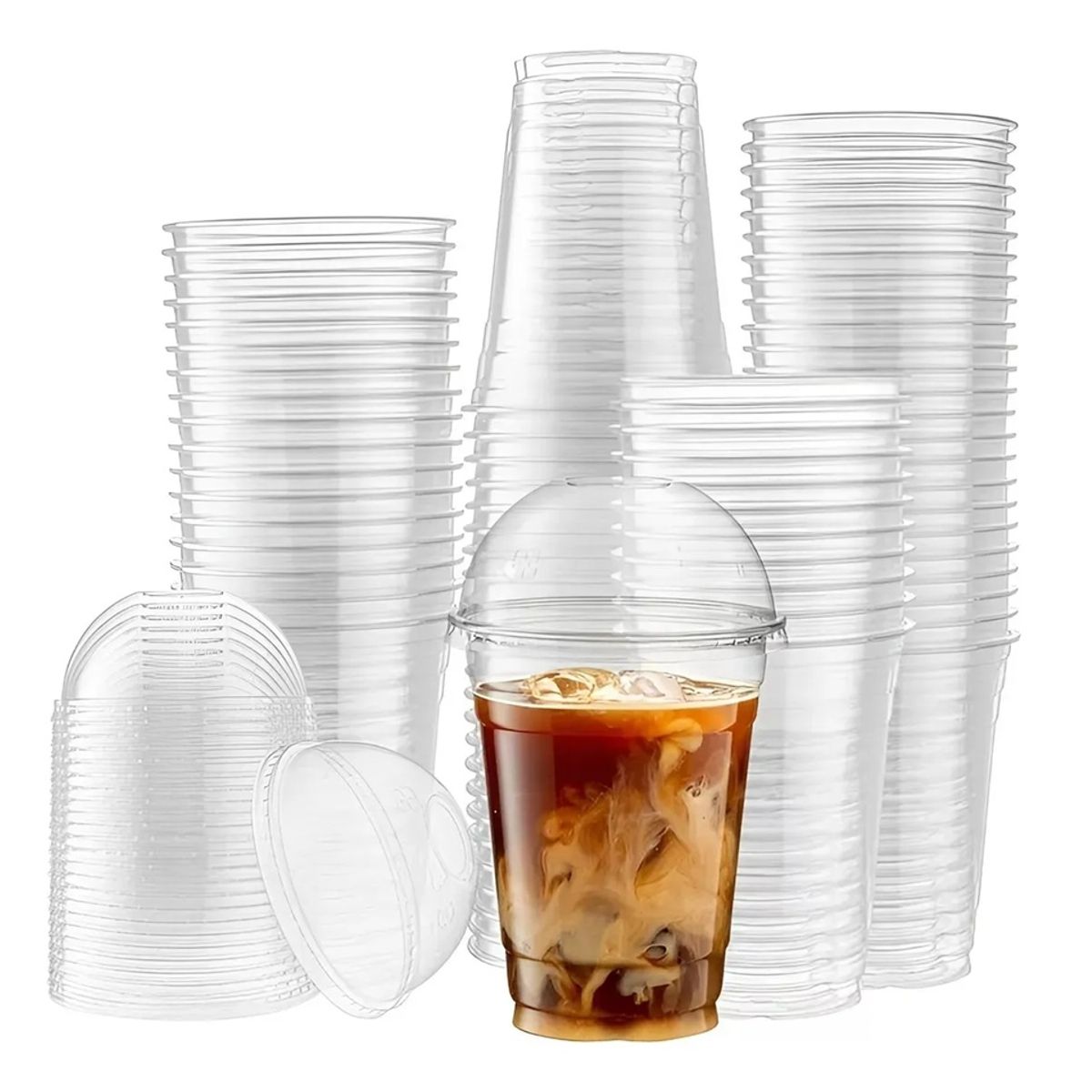 PASTELERIUS - 50 Vaso Desechable Plástico Vaso Con Tapa Domo Con Hoyo 16oz Vasos Plasticos Desechables Vasos 500ml