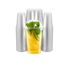 Pasteleria - 50 Vaso Desechable Plasticos Vaso Tapa Domo Con Hoyo 500ml