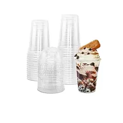 Pasteleria - 100 Vaso Desechable Plasticos Vaso Tapa Domo Con Hoyo 500ml