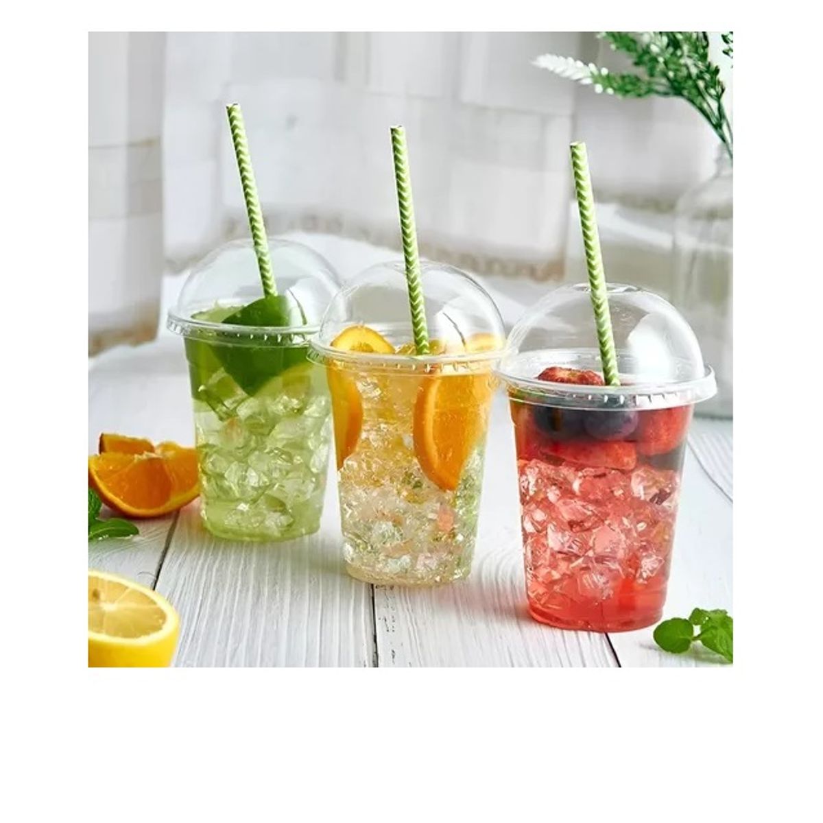 PASTELERIUS - 200 Vaso Desechable Plástico Vaso Con Tapa Domo Con Hoyo 16oz Vasos Plasticos Desechables Vaso 500ml