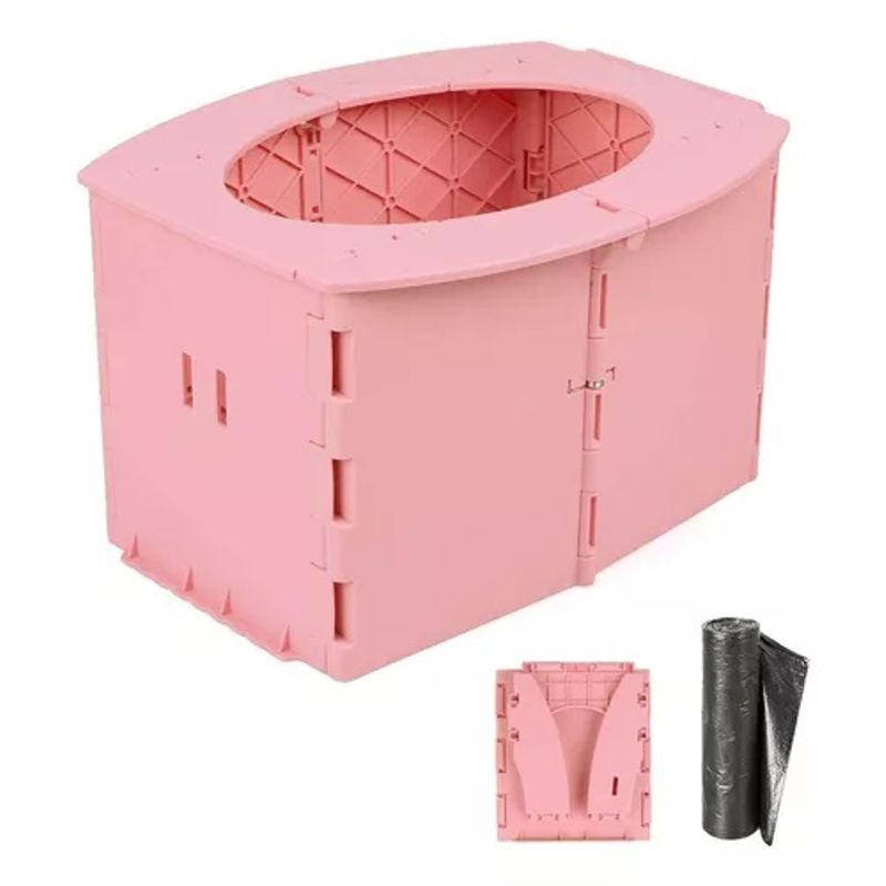 GENERICO - Baño Plegable Portátil Camping + Bolsas Niños Rosa 262386