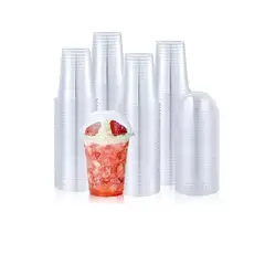 Pasteleria - 200 Vaso Desechable Plastico Vasos Tapa Domo Con Hoyo 12oz