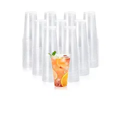 Pasteleria - 200 Vaso Plastico Desechable Vasos Transparentes 16oz 500ml