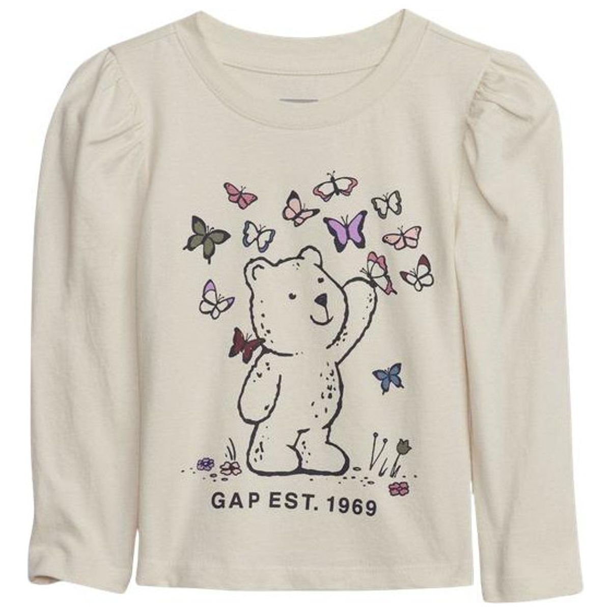 GAP - Polera Gráfica Manga Larga Crema GAP